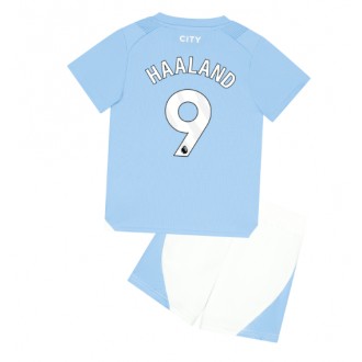 Manchester City Erling Haaland #9 Hjemmedraktsett Barn 2023-24 Kortermet (+ korte bukser)